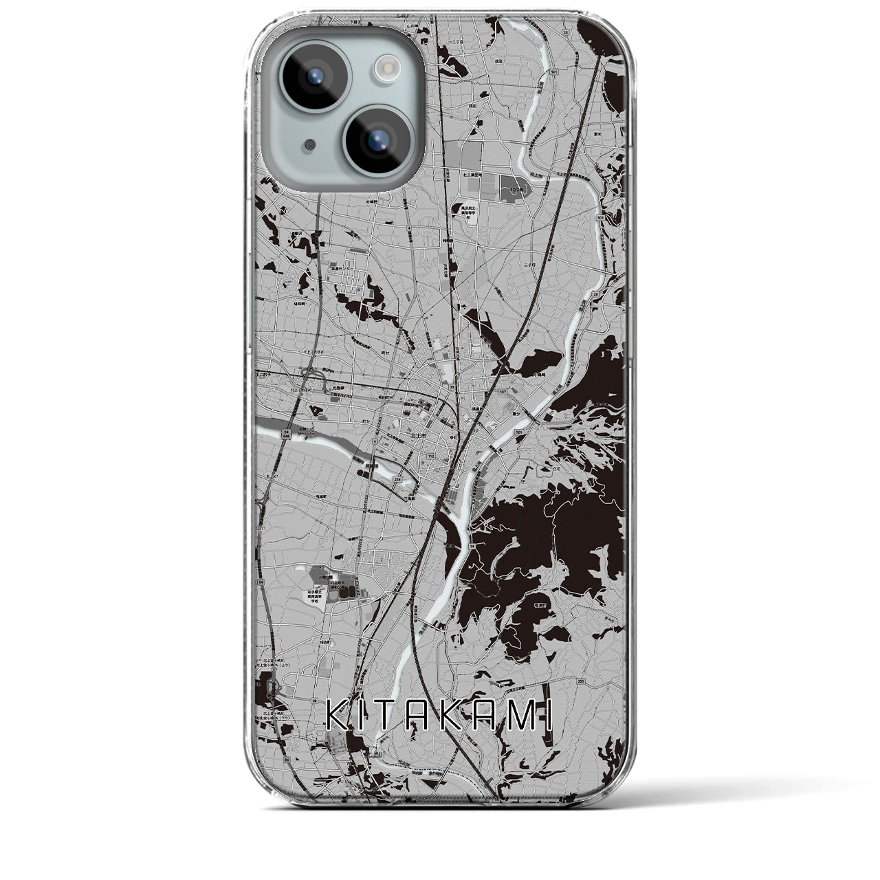 【北上(岩手県)】地図柄iPhoneケース(クリアタイプ)