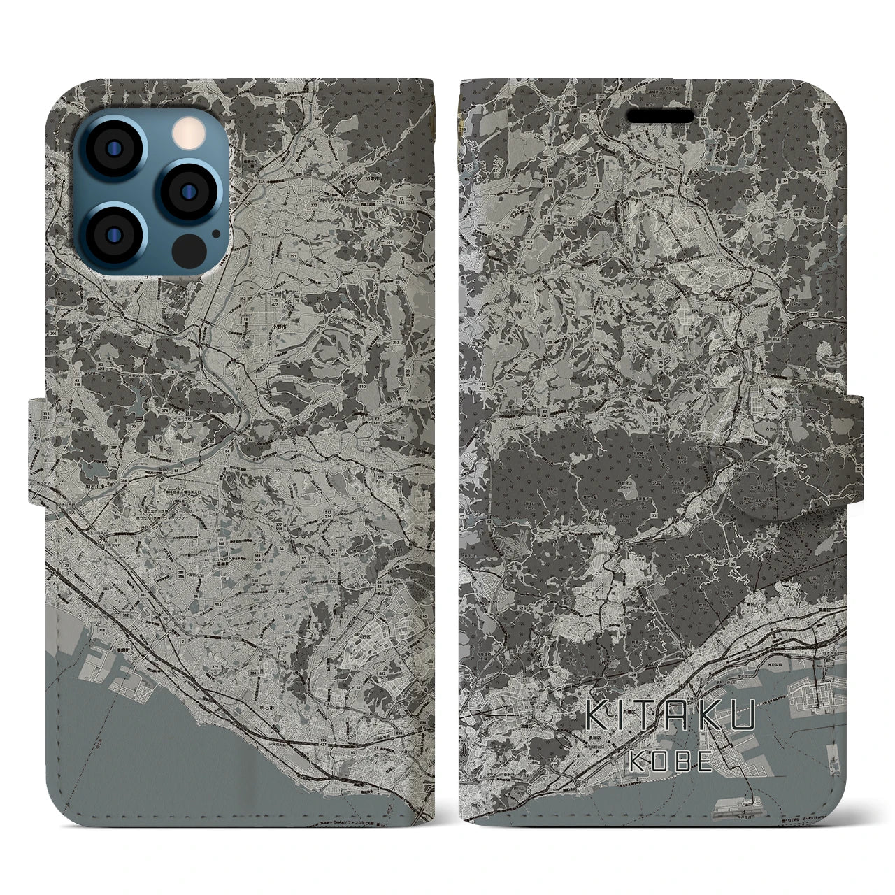 【北区(神戸市)】地図柄iPhoneケース(手帳タイプ)