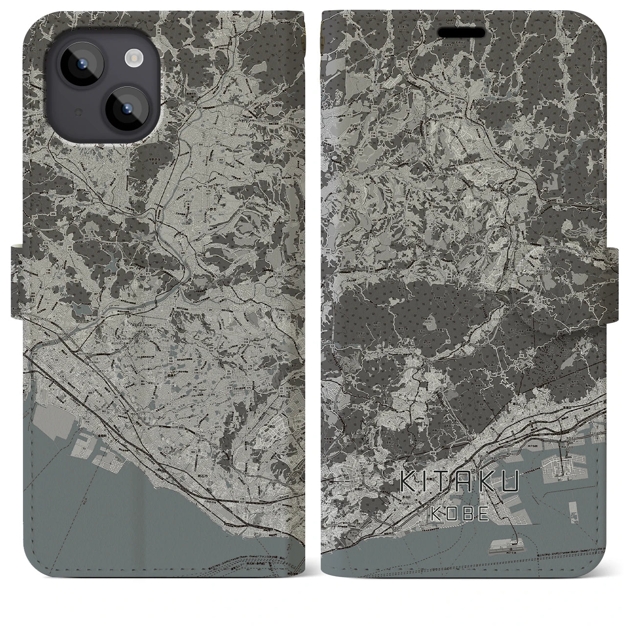 【北区(神戸市)】地図柄iPhoneケース(手帳タイプ)