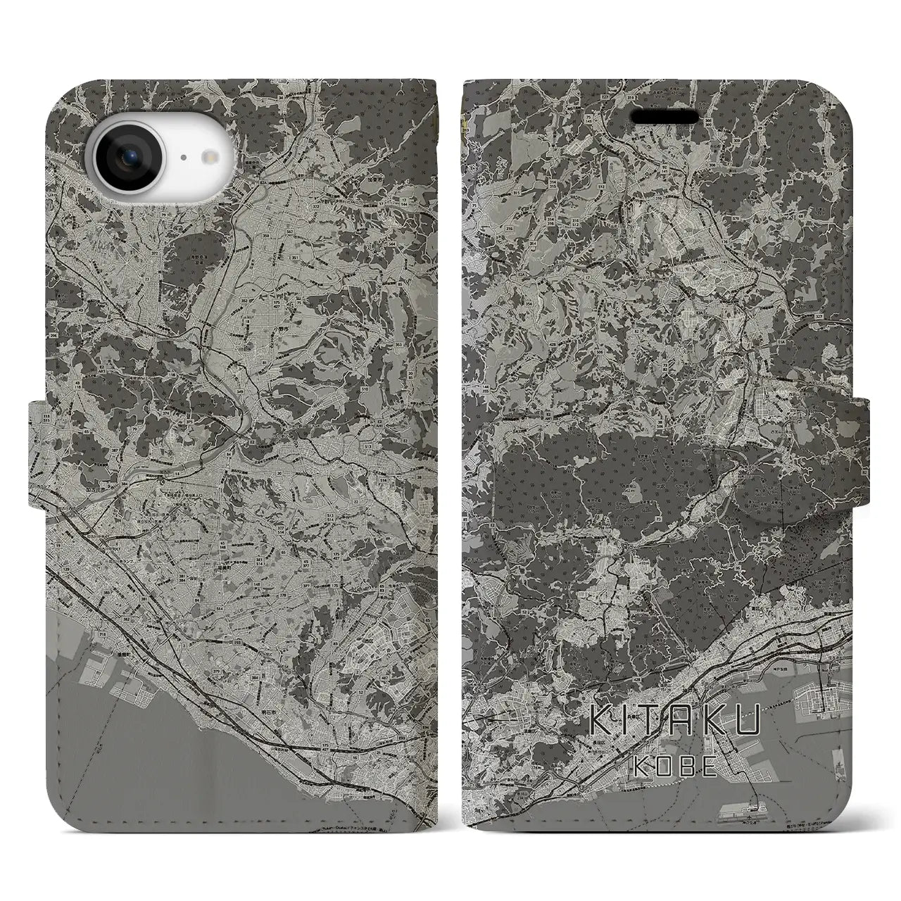 【北区(神戸市)】地図柄iPhoneケース(手帳タイプ)