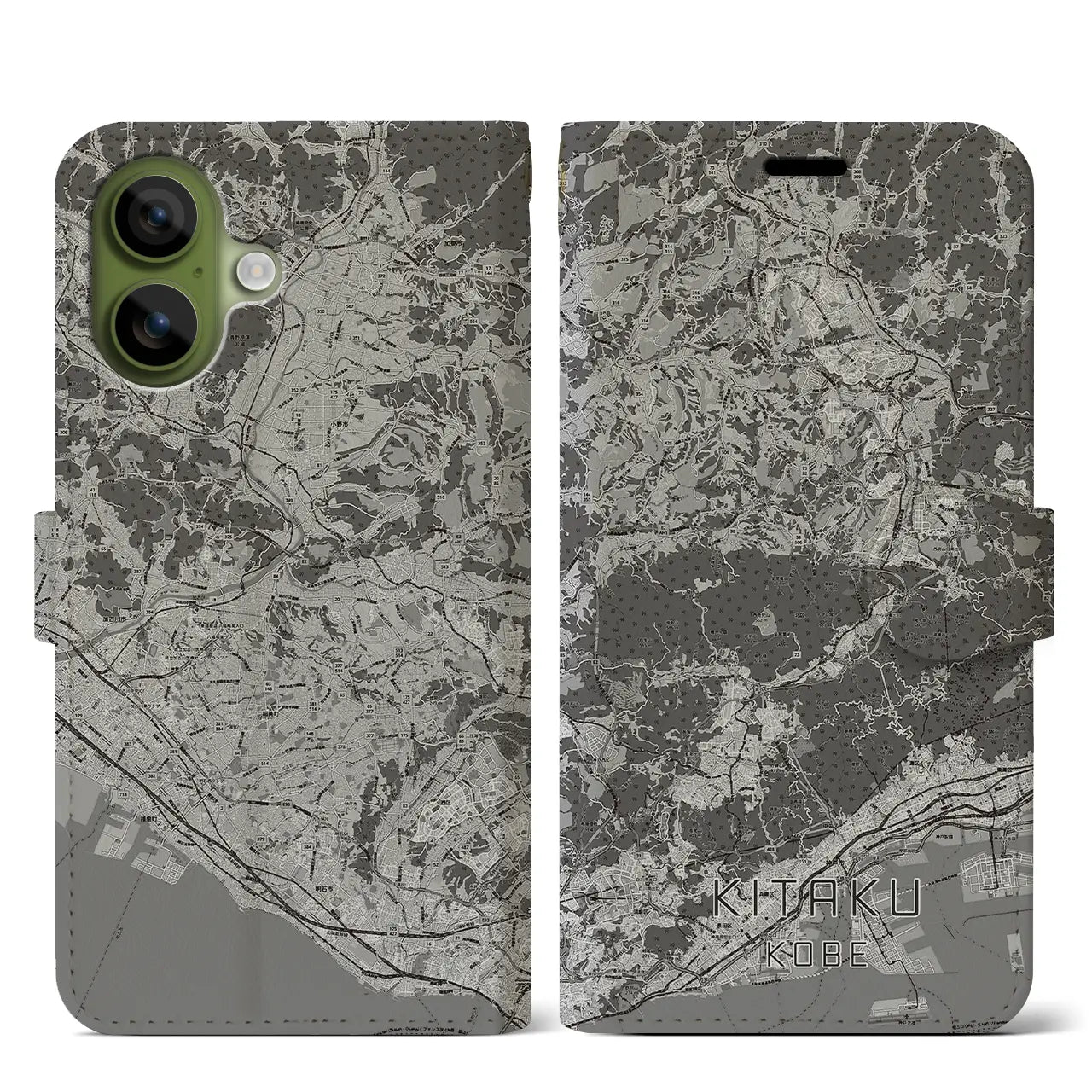 【北区(神戸市)】地図柄iPhoneケース(手帳タイプ)