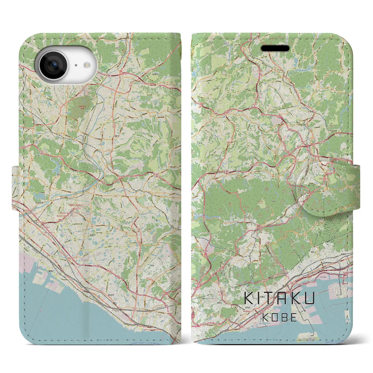 【北区(神戸市)】地図柄iPhoneケース(手帳タイプ)