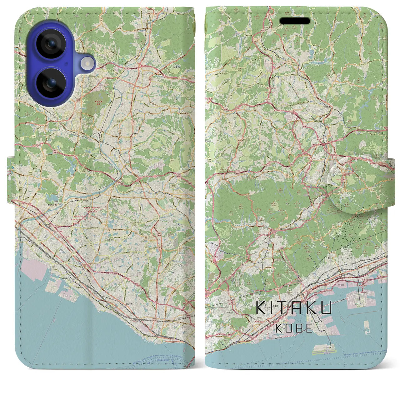 【北区(神戸市)】地図柄iPhoneケース(手帳タイプ)