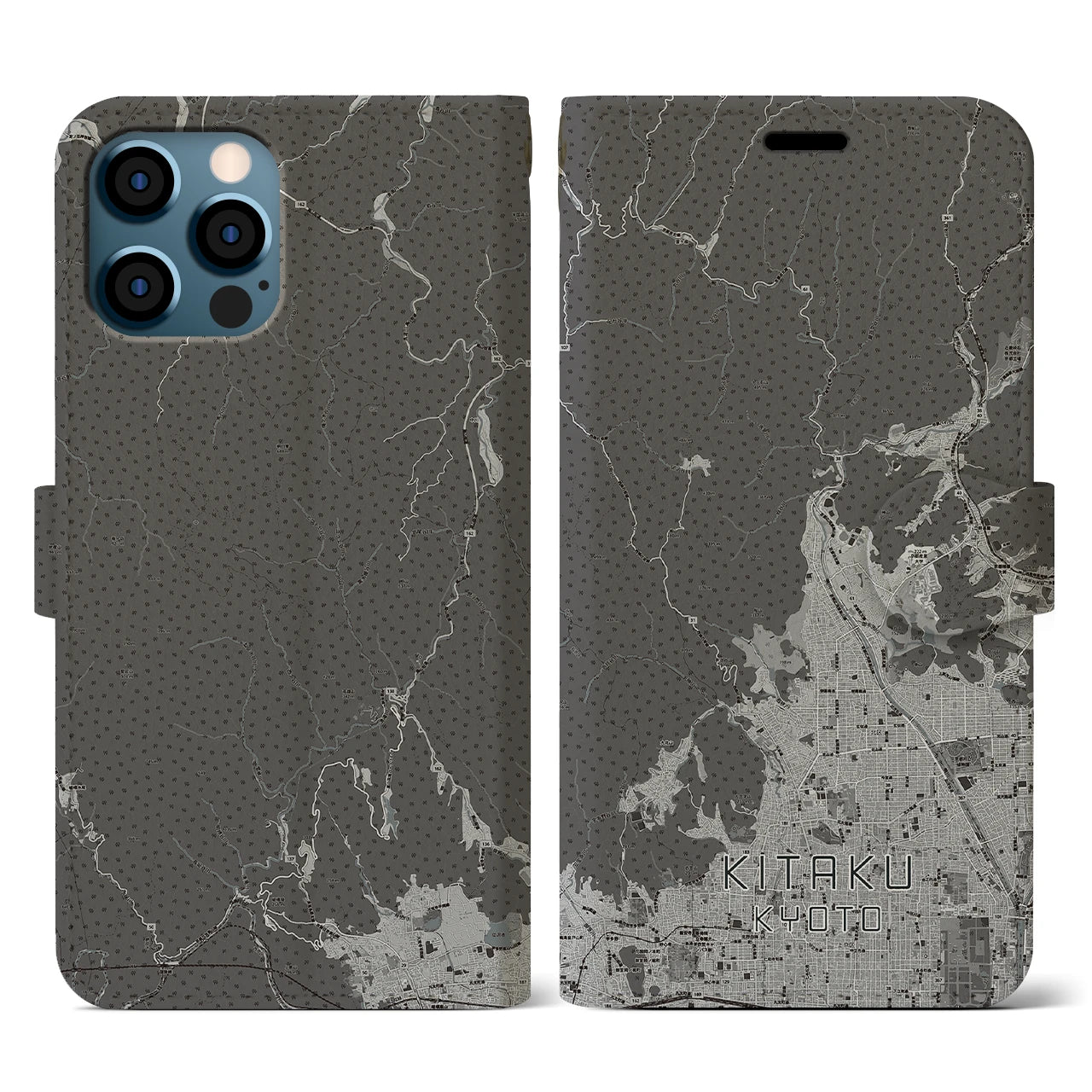 【北区(京都市)】地図柄iPhoneケース(手帳タイプ)