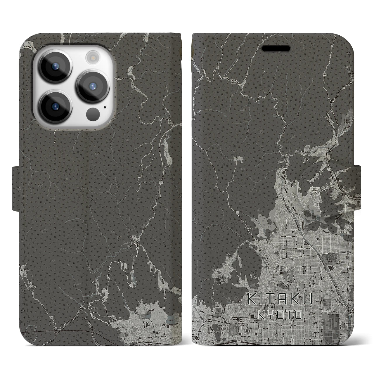 【北区(京都市)】地図柄iPhoneケース(手帳タイプ)