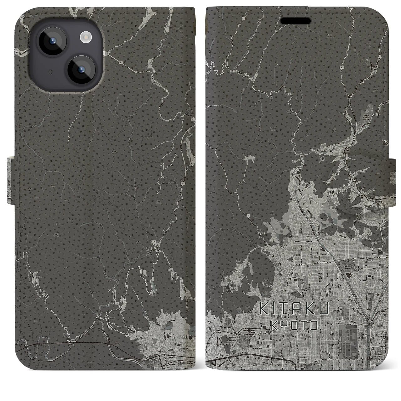 【北区(京都市)】地図柄iPhoneケース(手帳タイプ)