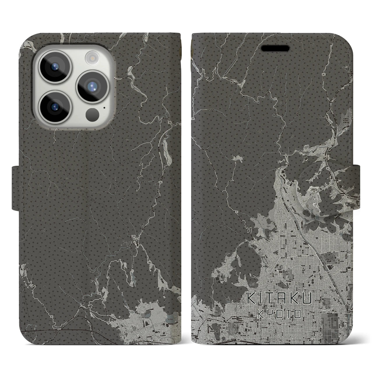 【北区(京都市)】地図柄iPhoneケース(手帳タイプ)