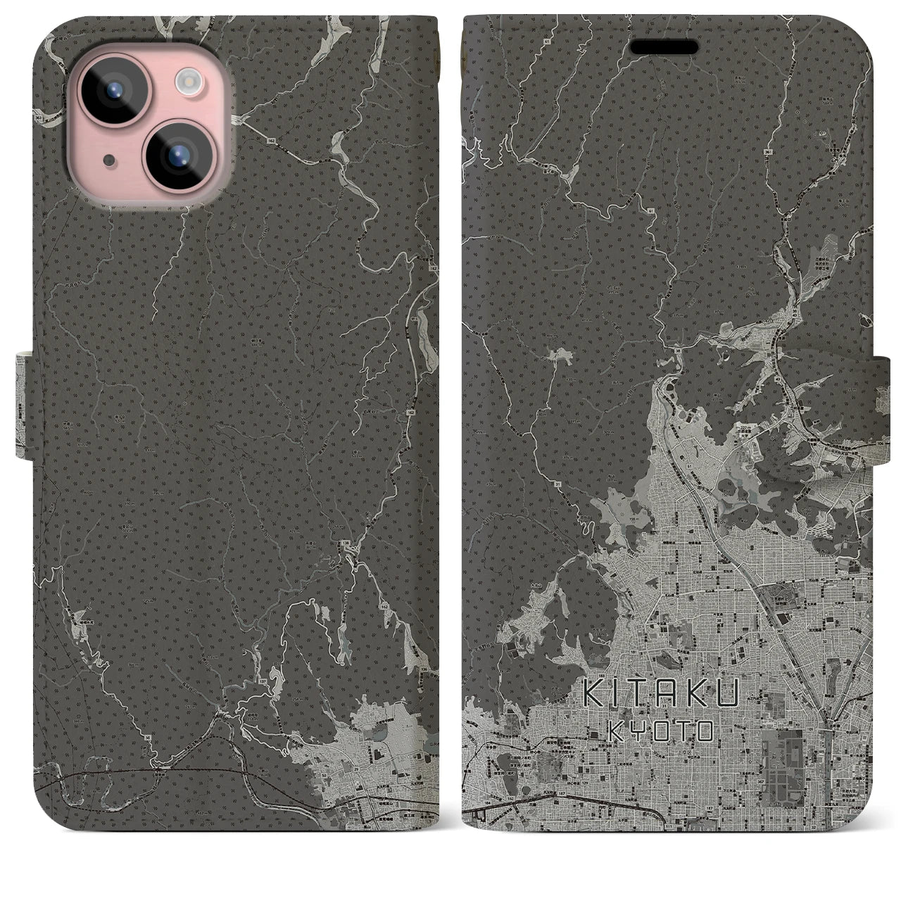 【北区(京都市)】地図柄iPhoneケース(手帳タイプ)