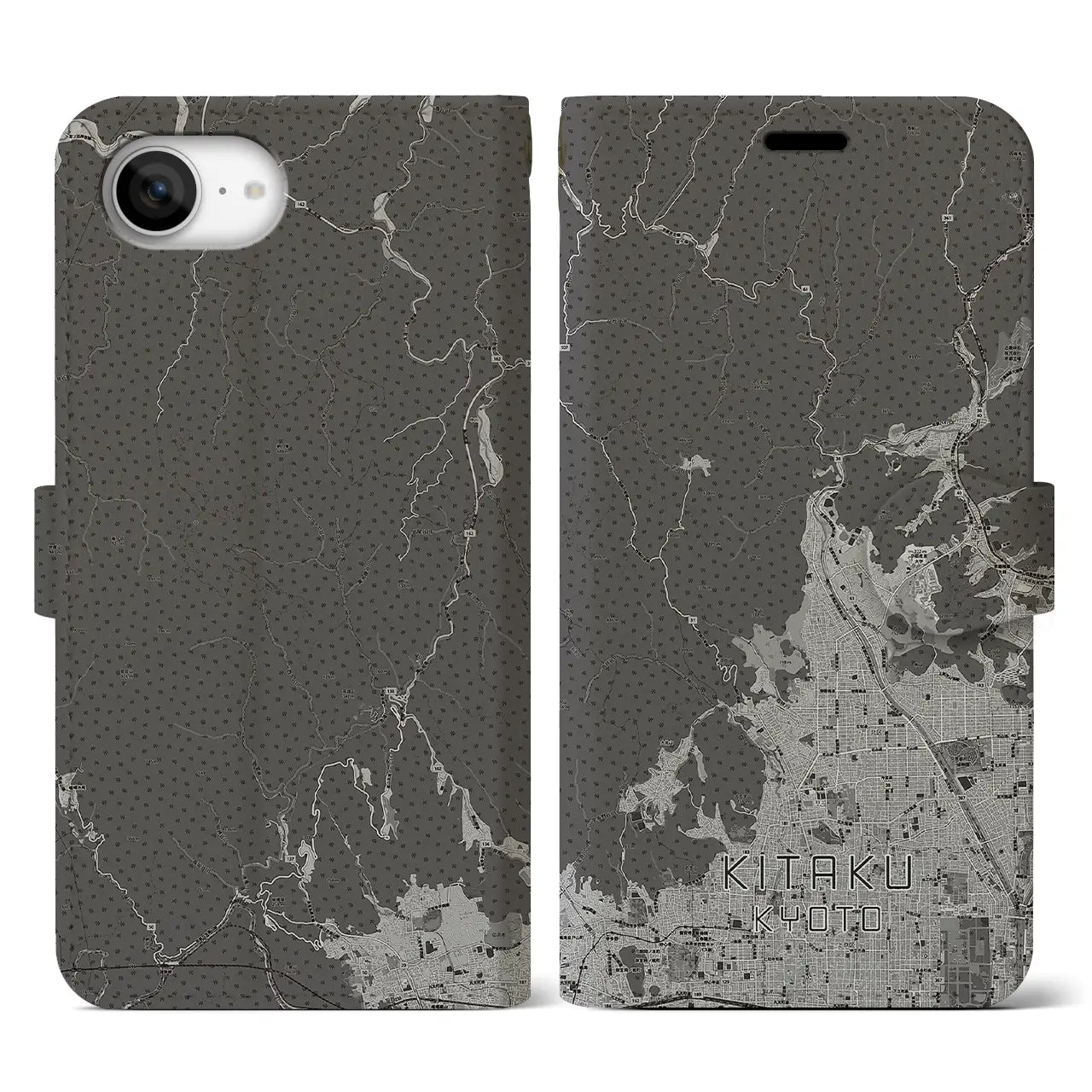 【北区(京都市)】地図柄iPhoneケース(手帳タイプ)
