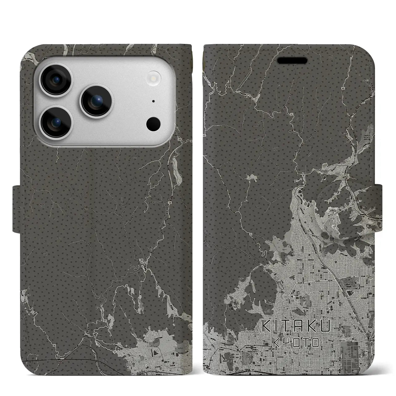 【北区(京都市)】地図柄iPhoneケース(手帳タイプ)