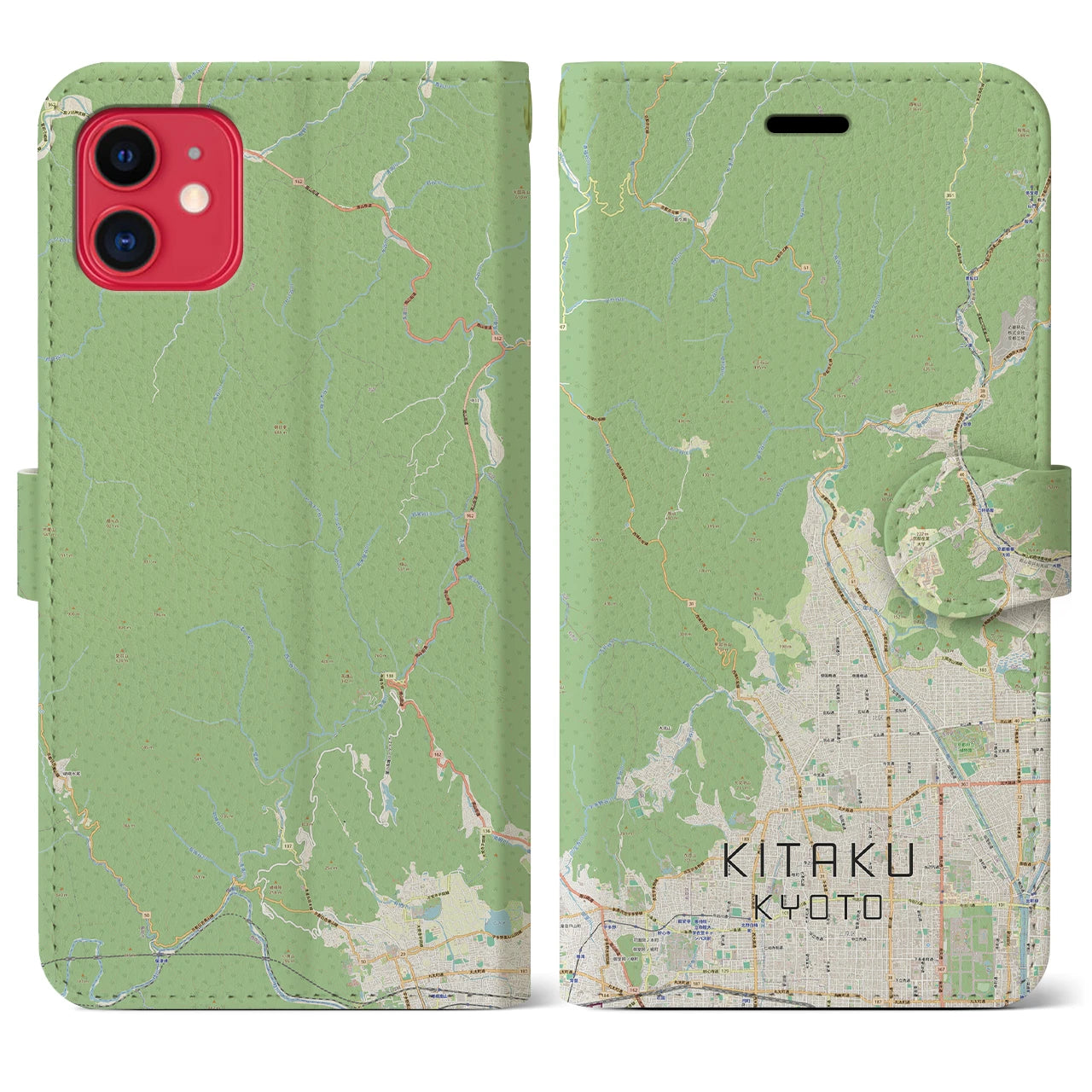 【北区(京都市)】地図柄iPhoneケース(手帳タイプ)ナチュラル・iPhone 11 用