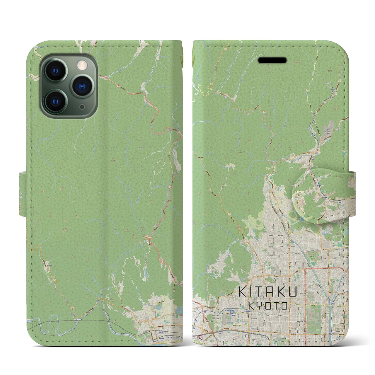 【北区(京都市)】地図柄iPhoneケース(手帳タイプ)ナチュラル・iPhone 11 Pro 用
