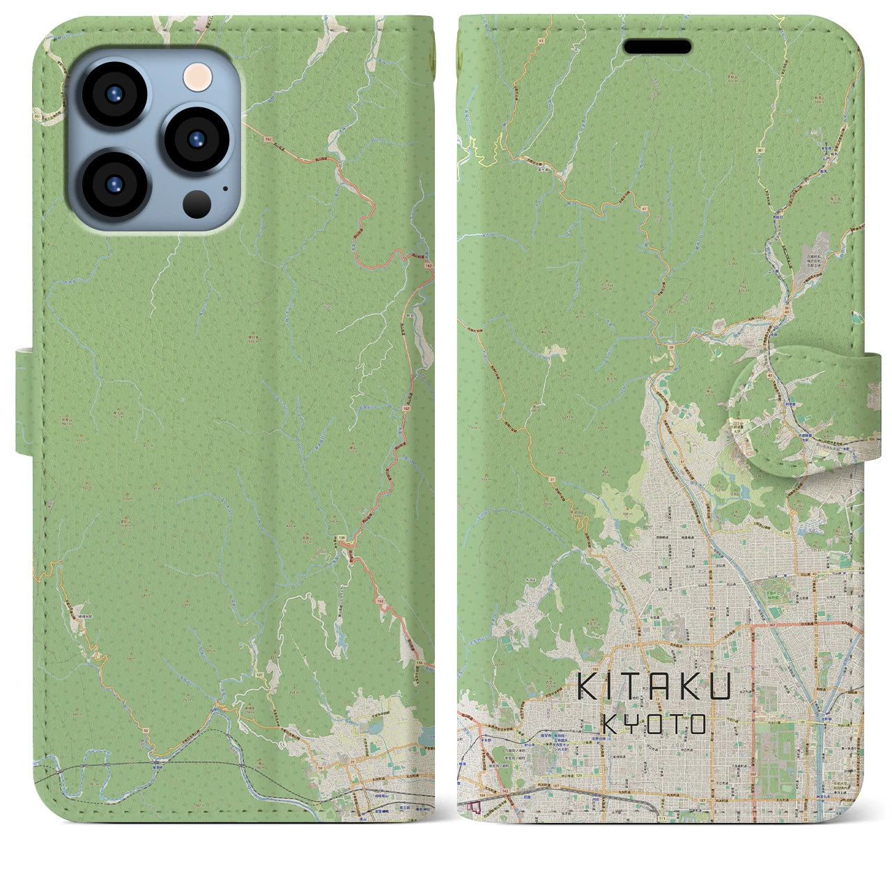 【北区(京都市)】地図柄iPhoneケース(手帳タイプ)ナチュラル・iPhone 13 Pro Max 用