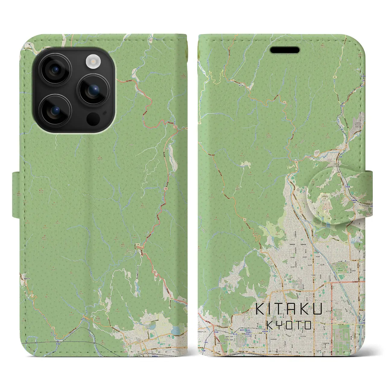 【北区(京都市)】地図柄iPhoneケース(手帳タイプ)ナチュラル・iPhone 16 用