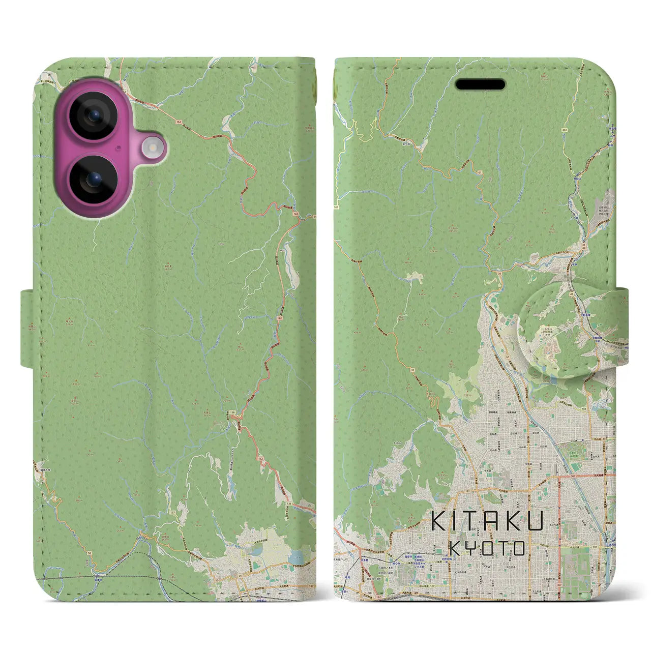 【北区(京都市)】地図柄iPhoneケース(手帳タイプ)ナチュラル・iPhone 16 Pro 用
