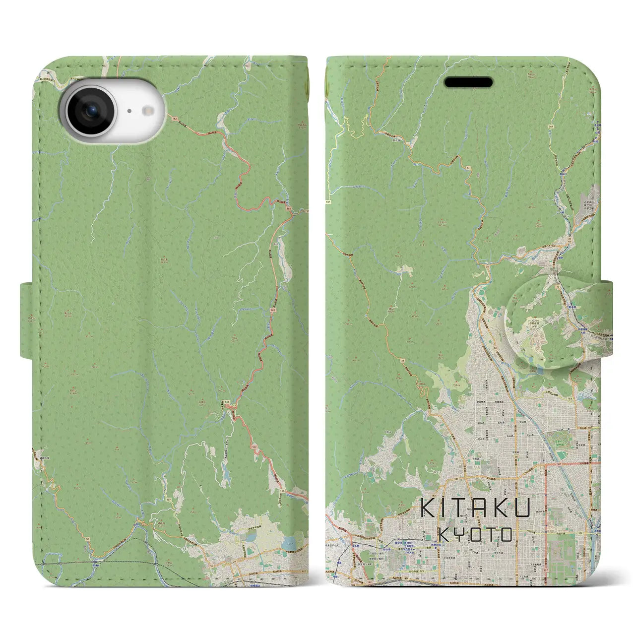 【北区(京都市)】地図柄iPhoneケース(手帳タイプ)