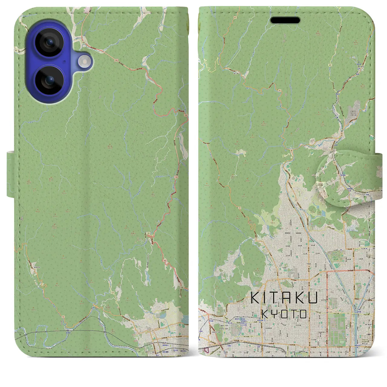 【北区(京都市)】地図柄iPhoneケース(手帳タイプ)ナチュラル・iPhone 16 Pro Max 用