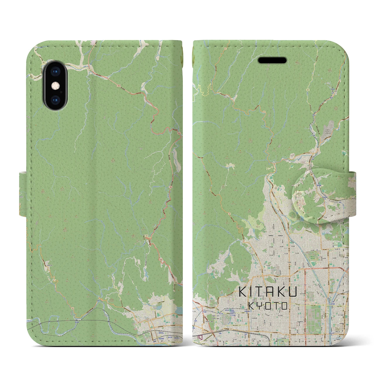 【北区(京都市)】地図柄iPhoneケース(手帳タイプ)ナチュラル・iPhone XS / X 用