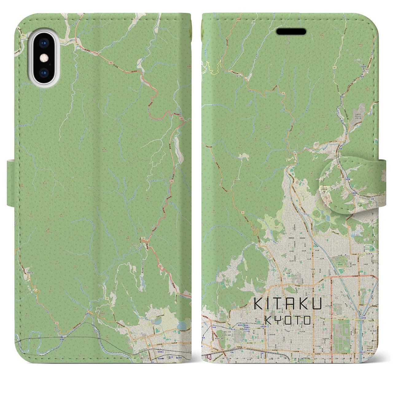 【北区(京都市)】地図柄iPhoneケース(手帳タイプ)ナチュラル・iPhone XS Max 用