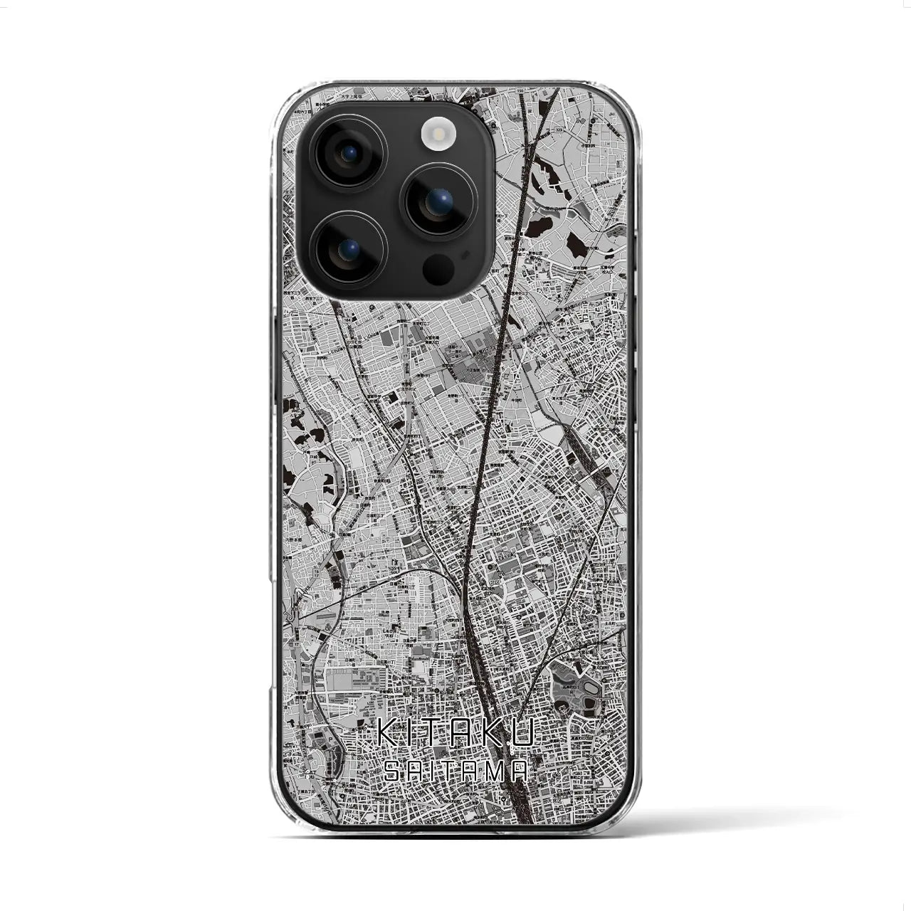 【北区(さいたま市)】地図柄iPhoneケース(クリアタイプ)モノトーン・iPhone 16 用