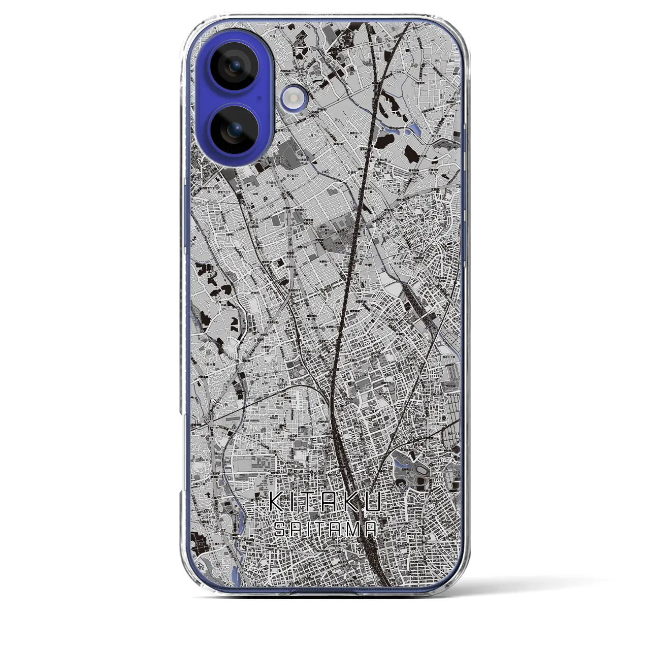 【北区(さいたま市)】地図柄iPhoneケース(クリアタイプ)モノトーン・iPhone 16 Pro Max 用