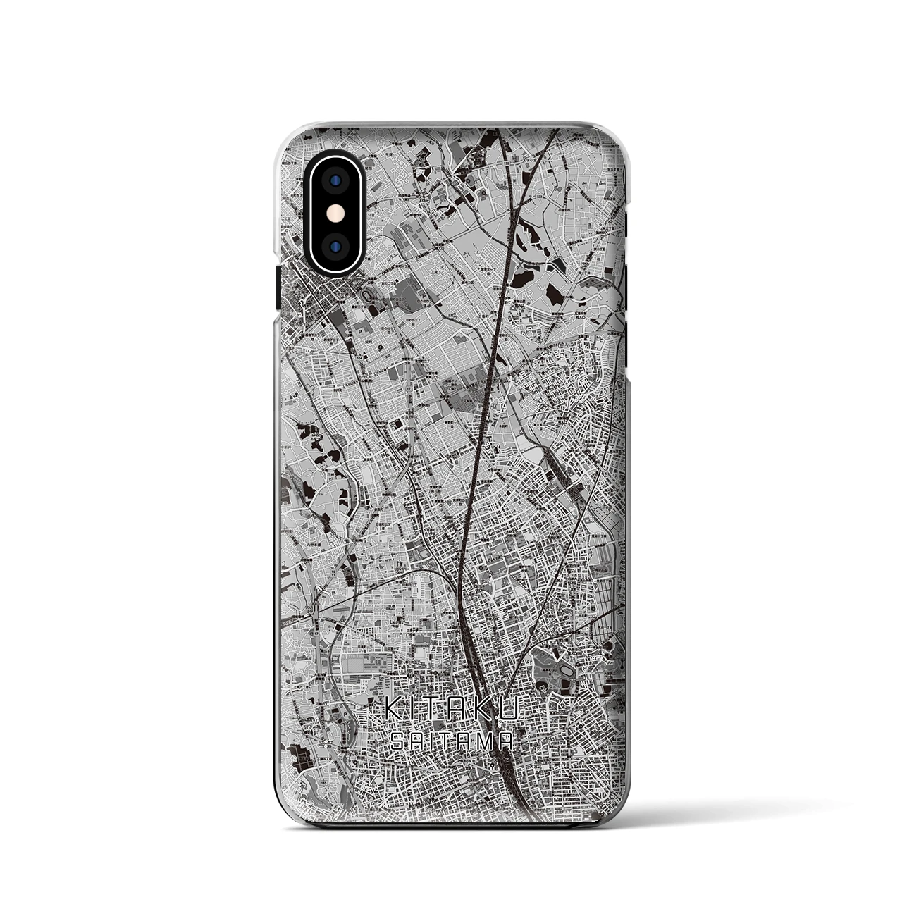 【北区(さいたま市)】地図柄iPhoneケース(クリアタイプ)モノトーン・iPhone XS / X 用