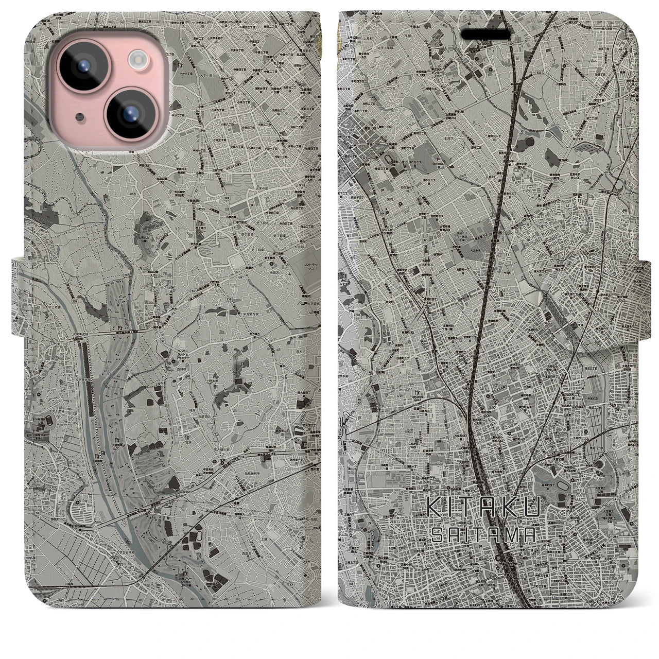 【北区(さいたま市)】地図柄iPhoneケース(手帳タイプ)