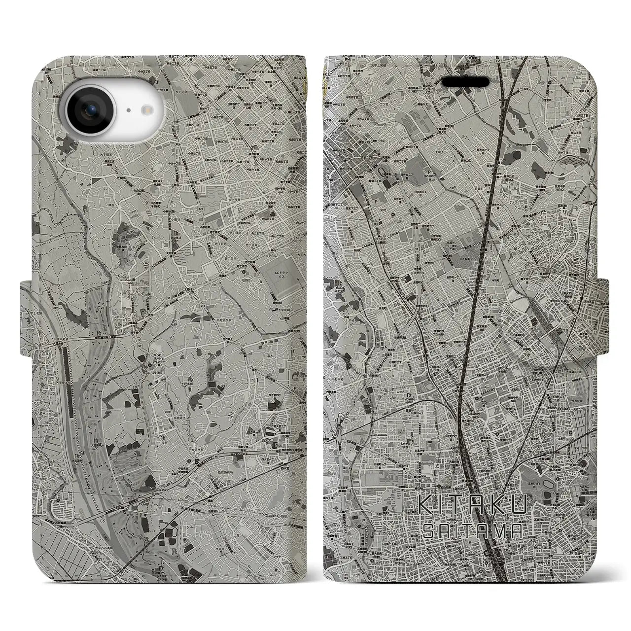 【北区(さいたま市)】地図柄iPhoneケース(手帳タイプ)