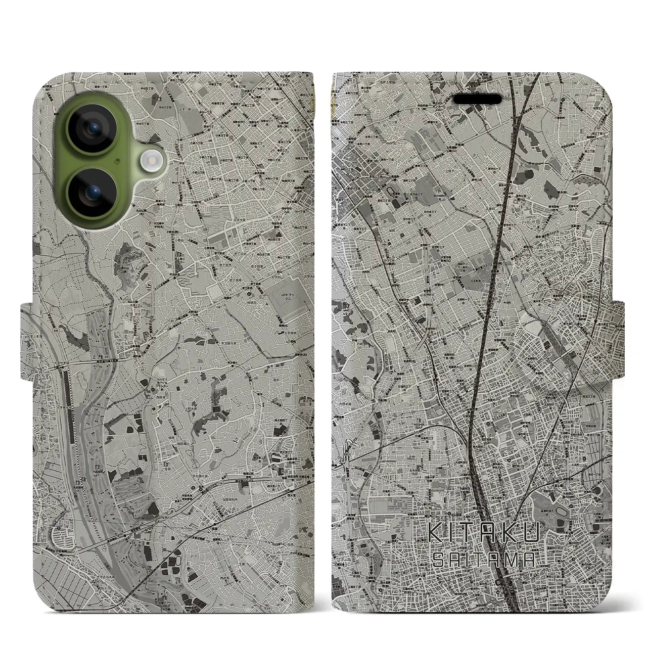 【北区(さいたま市)】地図柄iPhoneケース(手帳タイプ)