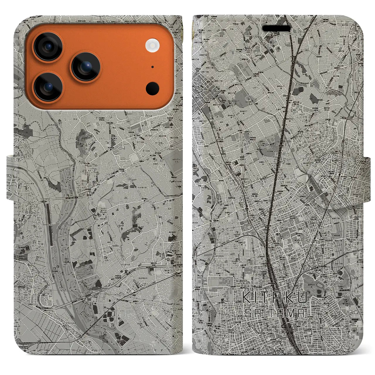 【北区(さいたま市)】地図柄iPhoneケース(手帳タイプ)