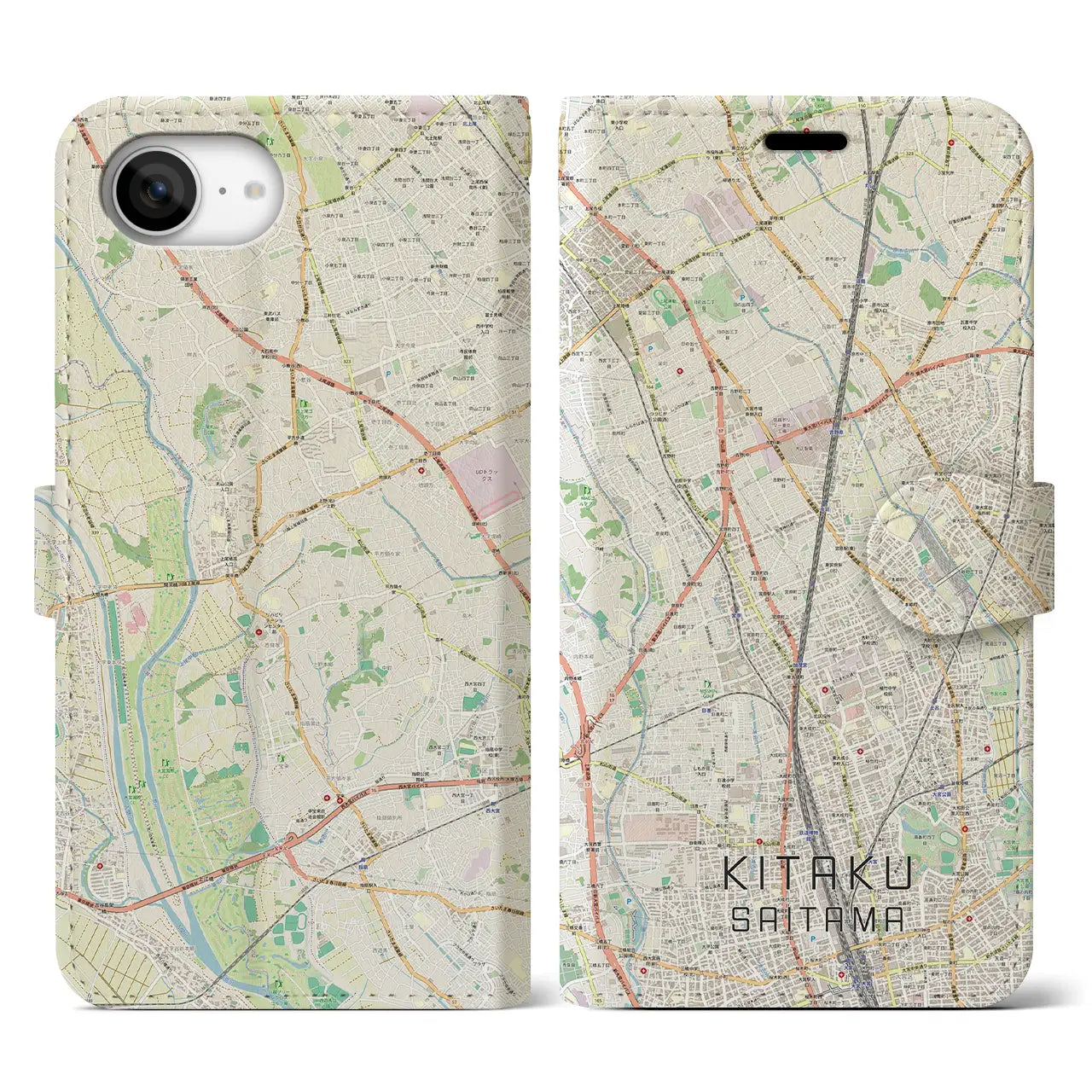 【北区(さいたま市)】地図柄iPhoneケース(手帳タイプ)