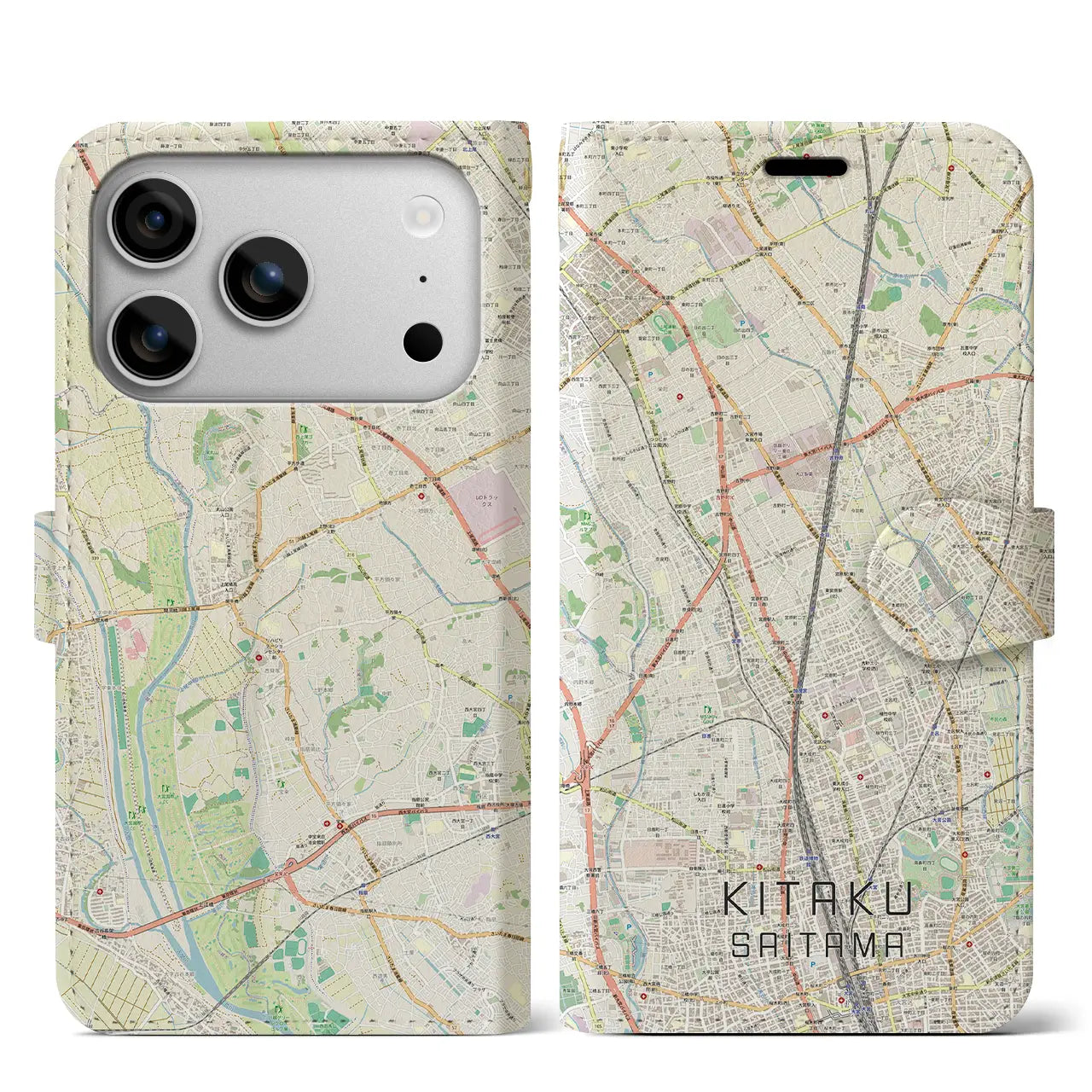 【北区(さいたま市)】地図柄iPhoneケース(手帳タイプ)