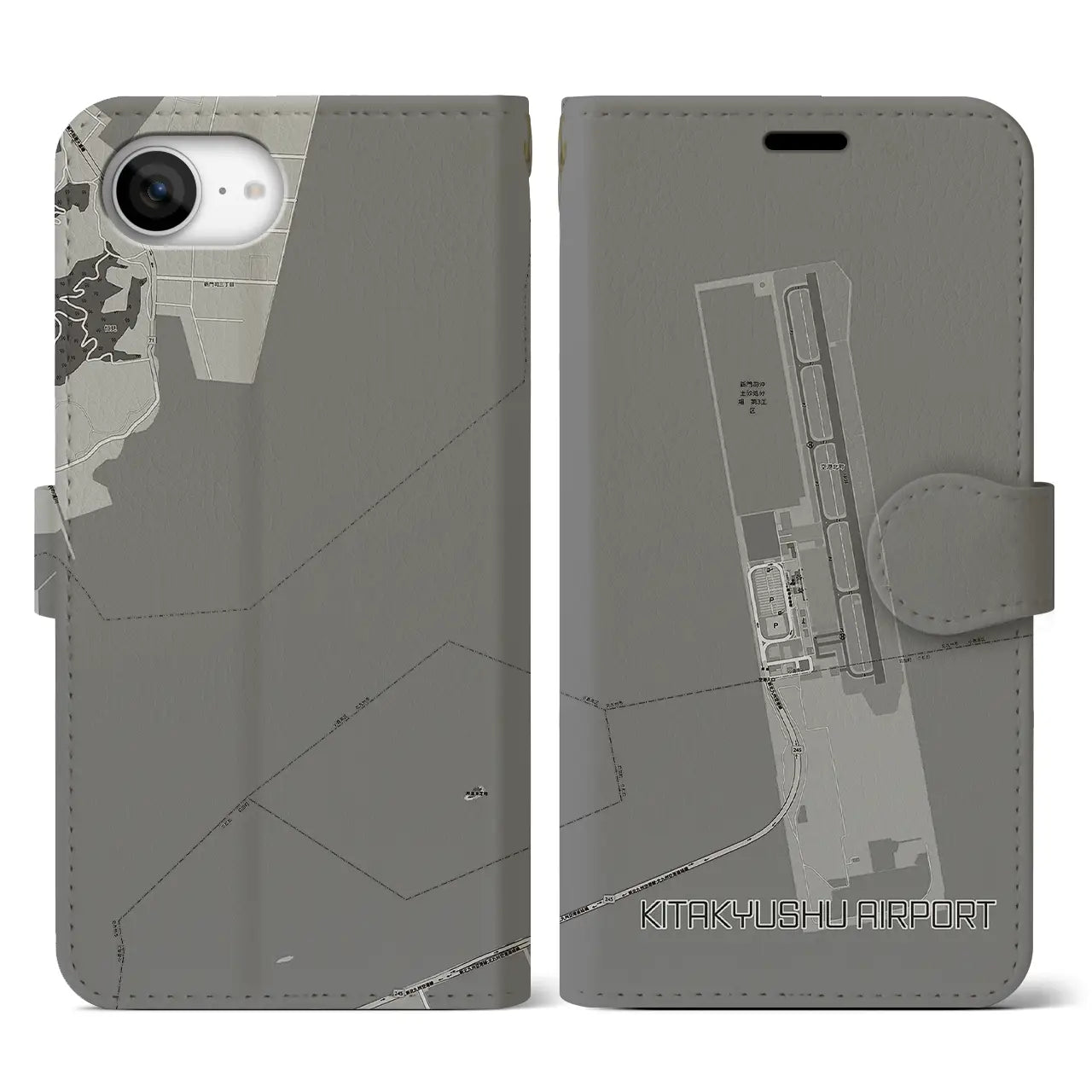 【北九州空港(福岡県)】地図柄iPhoneケース(手帳タイプ)