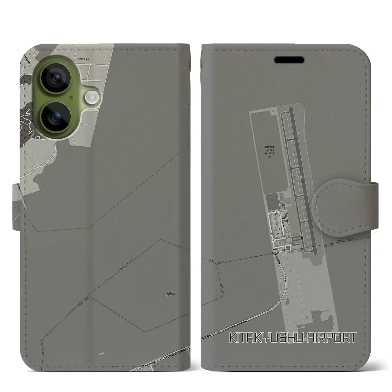 【北九州空港(福岡県)】地図柄iPhoneケース(手帳タイプ)