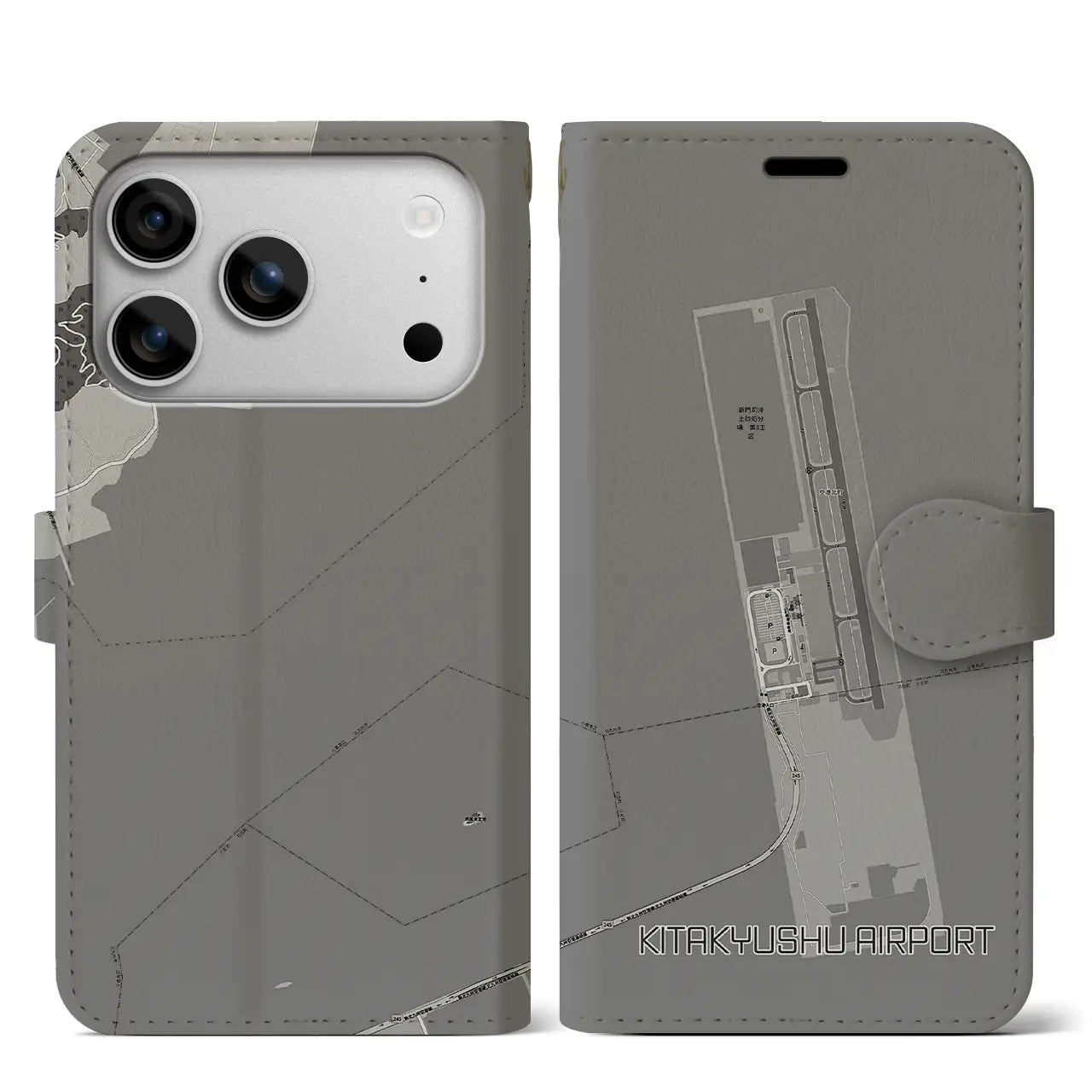 【北九州空港(福岡県)】地図柄iPhoneケース(手帳タイプ)