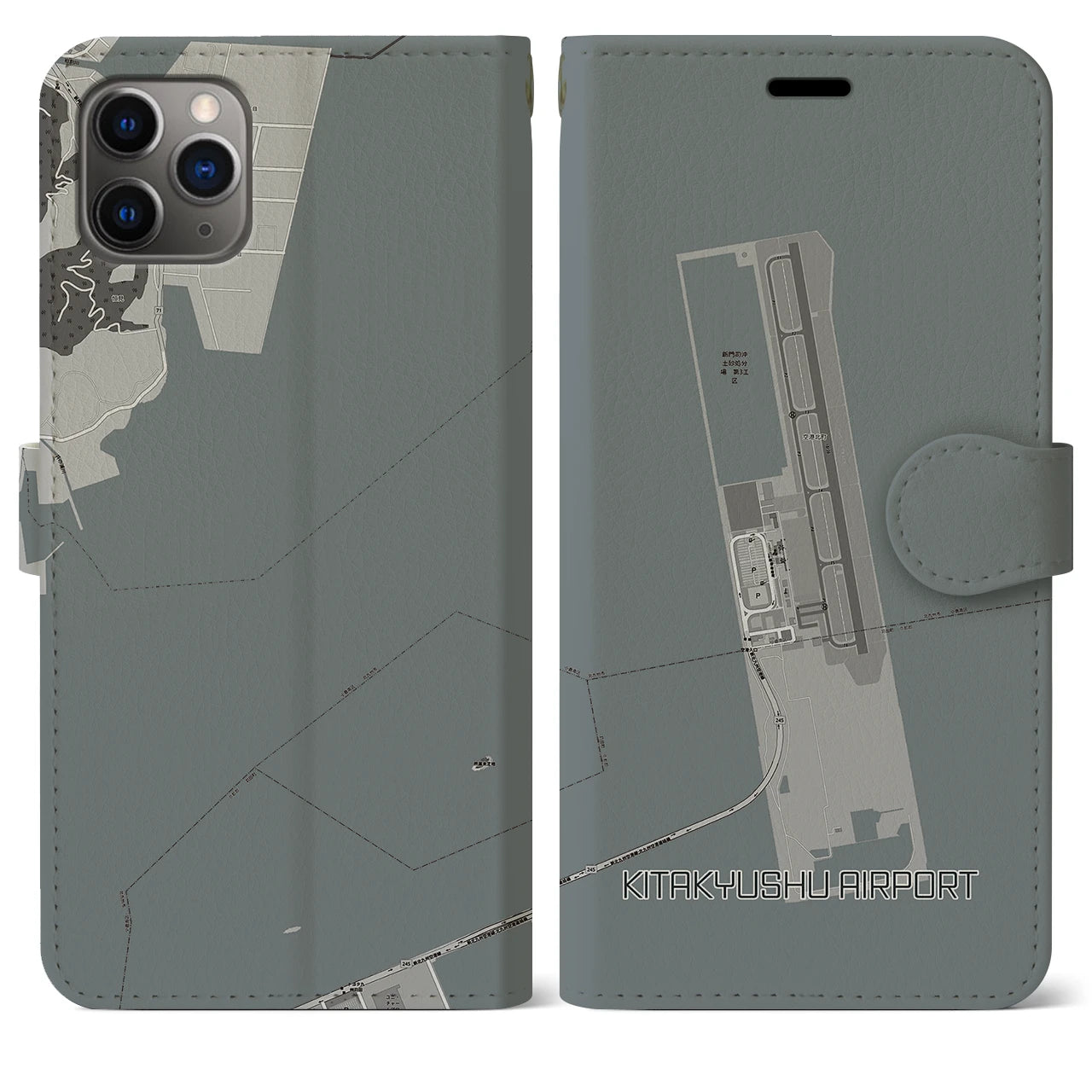 【北九州空港(福岡県)】地図柄iPhoneケース(手帳タイプ)