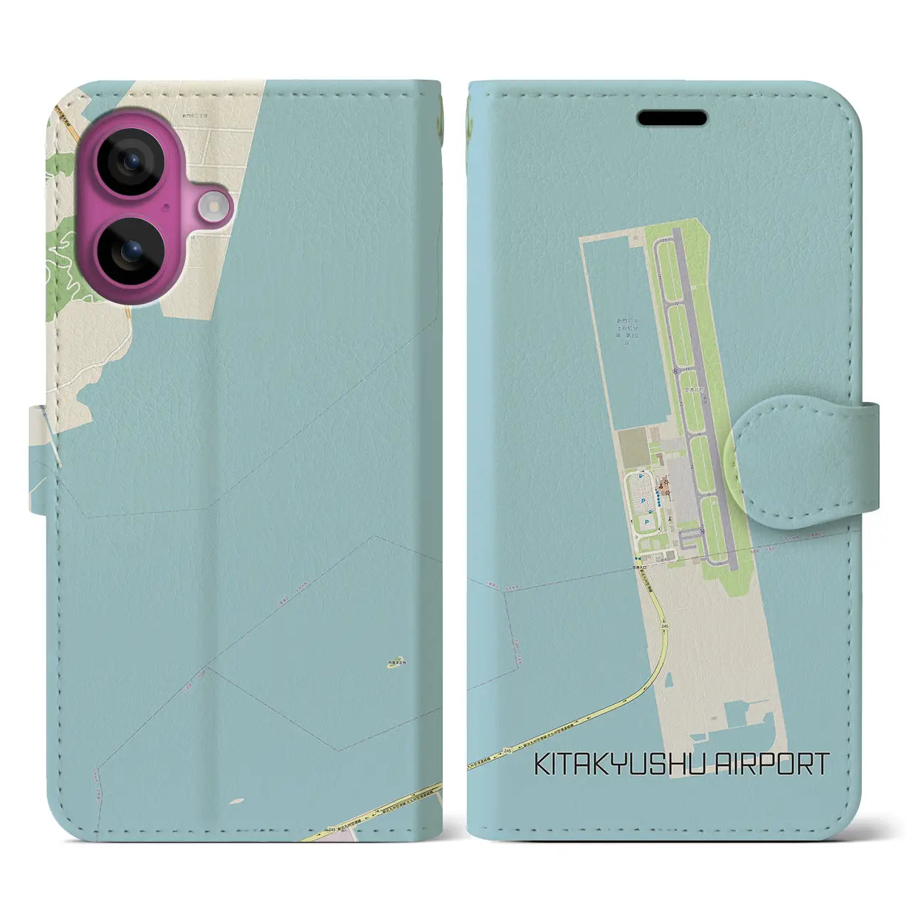 【北九州空港(福岡県)】地図柄iPhoneケース(手帳タイプ)