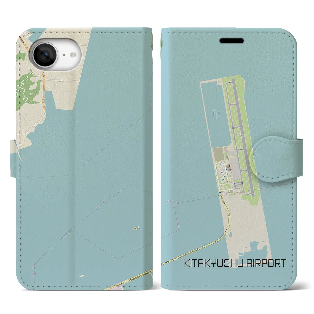 【北九州空港(福岡県)】地図柄iPhoneケース(手帳タイプ)