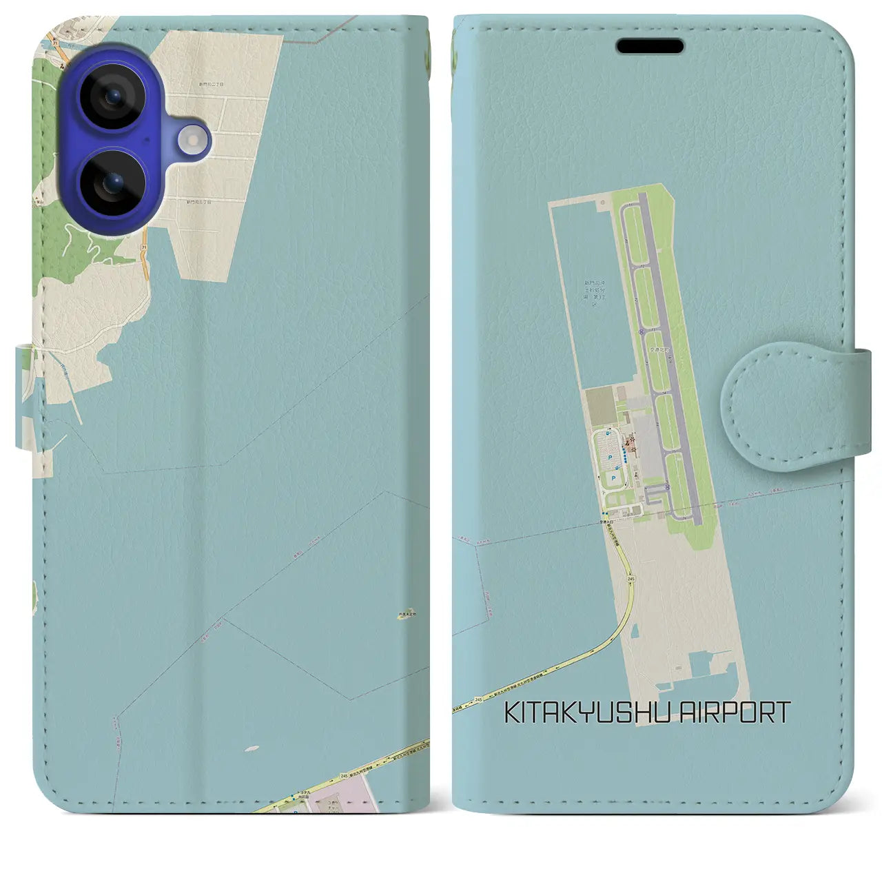 【北九州空港(福岡県)】地図柄iPhoneケース(手帳タイプ)ナチュラル・iPhone 16 Pro Max 用