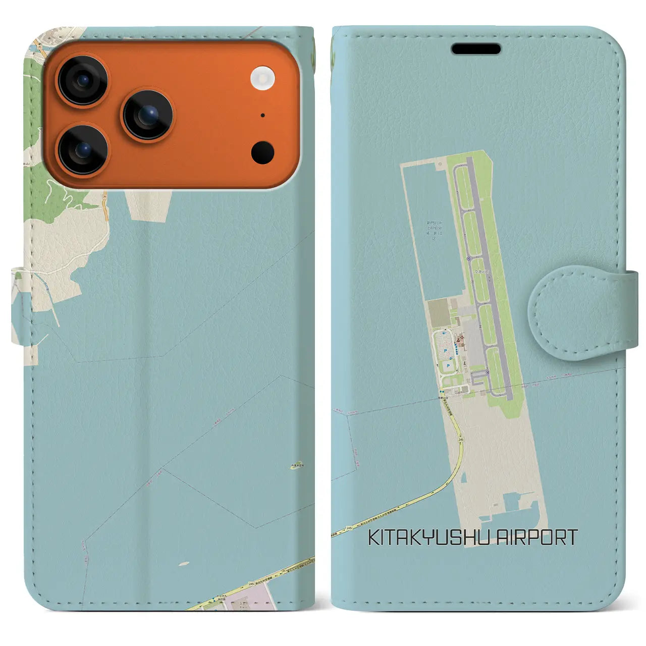 【北九州空港(福岡県)】地図柄iPhoneケース(手帳タイプ)