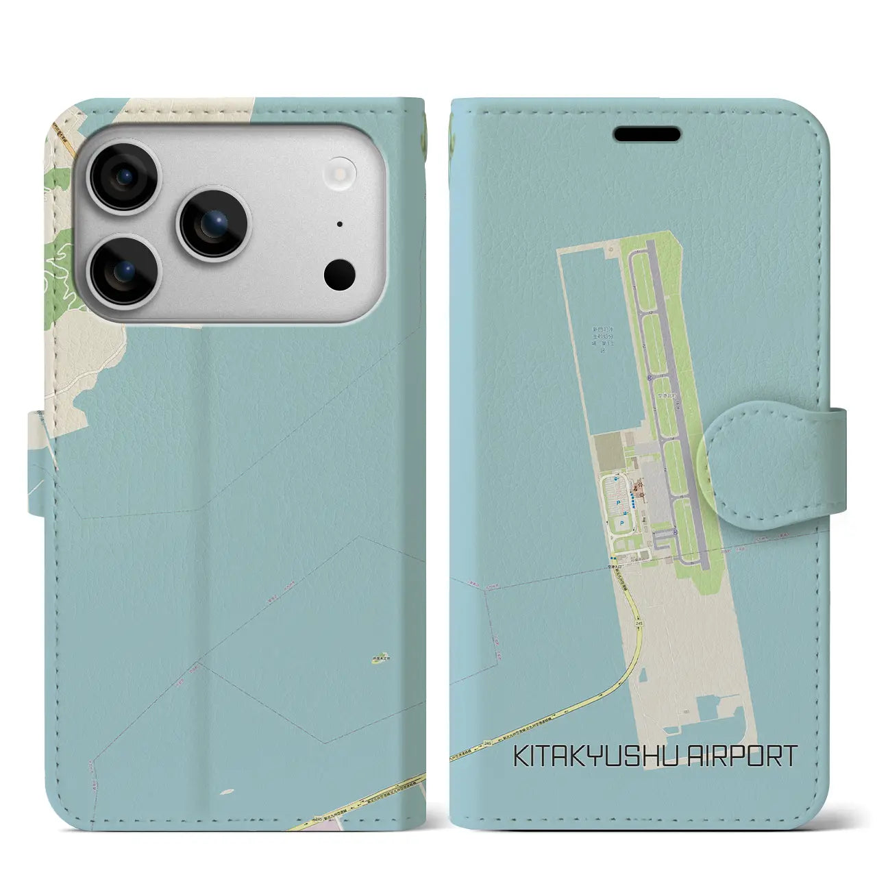 【北九州空港(福岡県)】地図柄iPhoneケース(手帳タイプ)