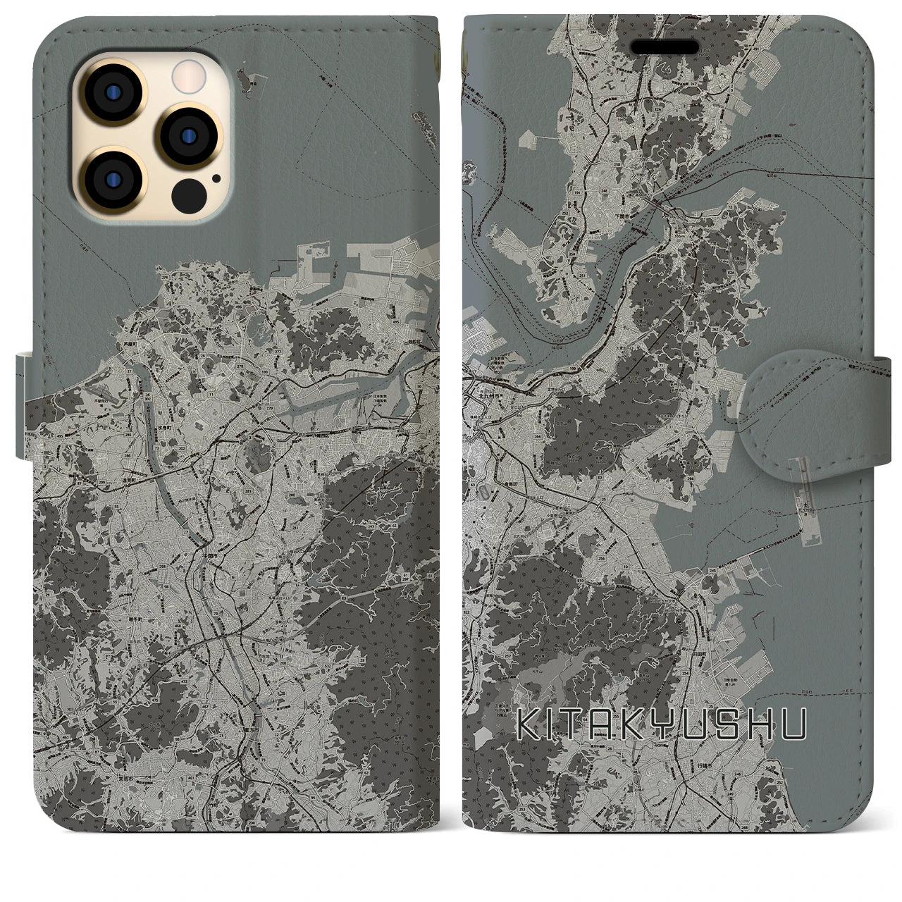 【北九州(福岡県)】地図柄iPhoneケース(手帳タイプ)