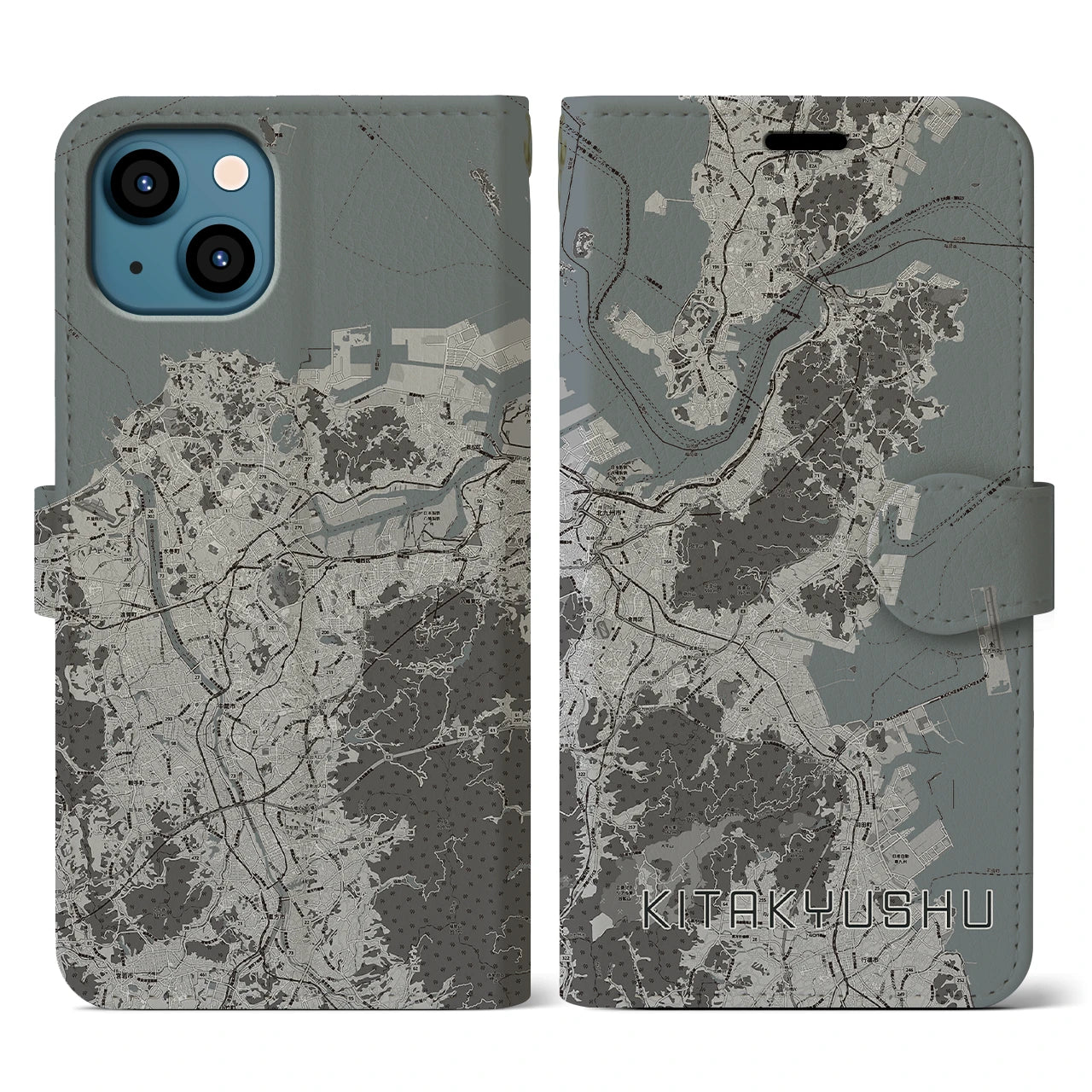 【北九州(福岡県)】地図柄iPhoneケース(手帳タイプ)