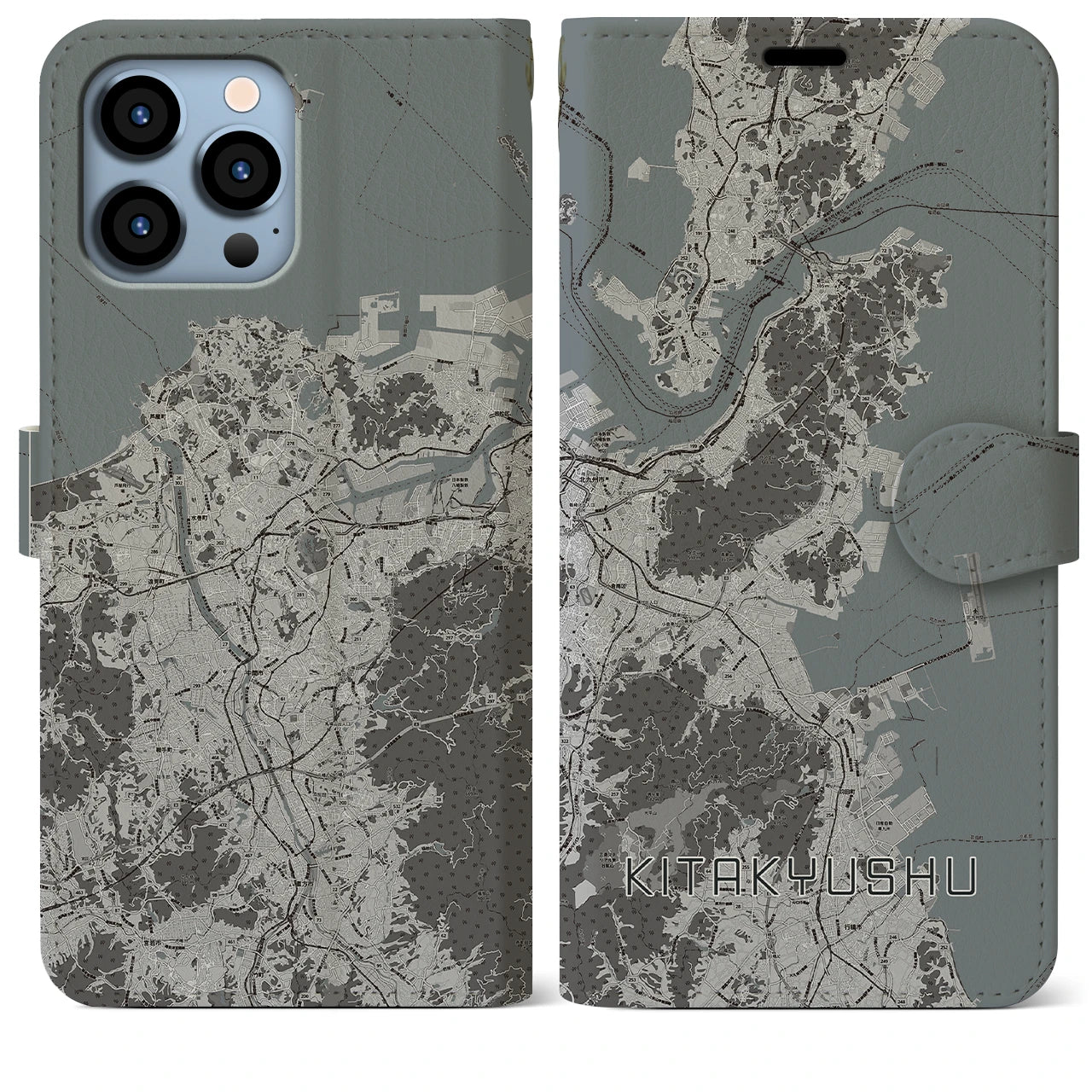【北九州(福岡県)】地図柄iPhoneケース(手帳タイプ)