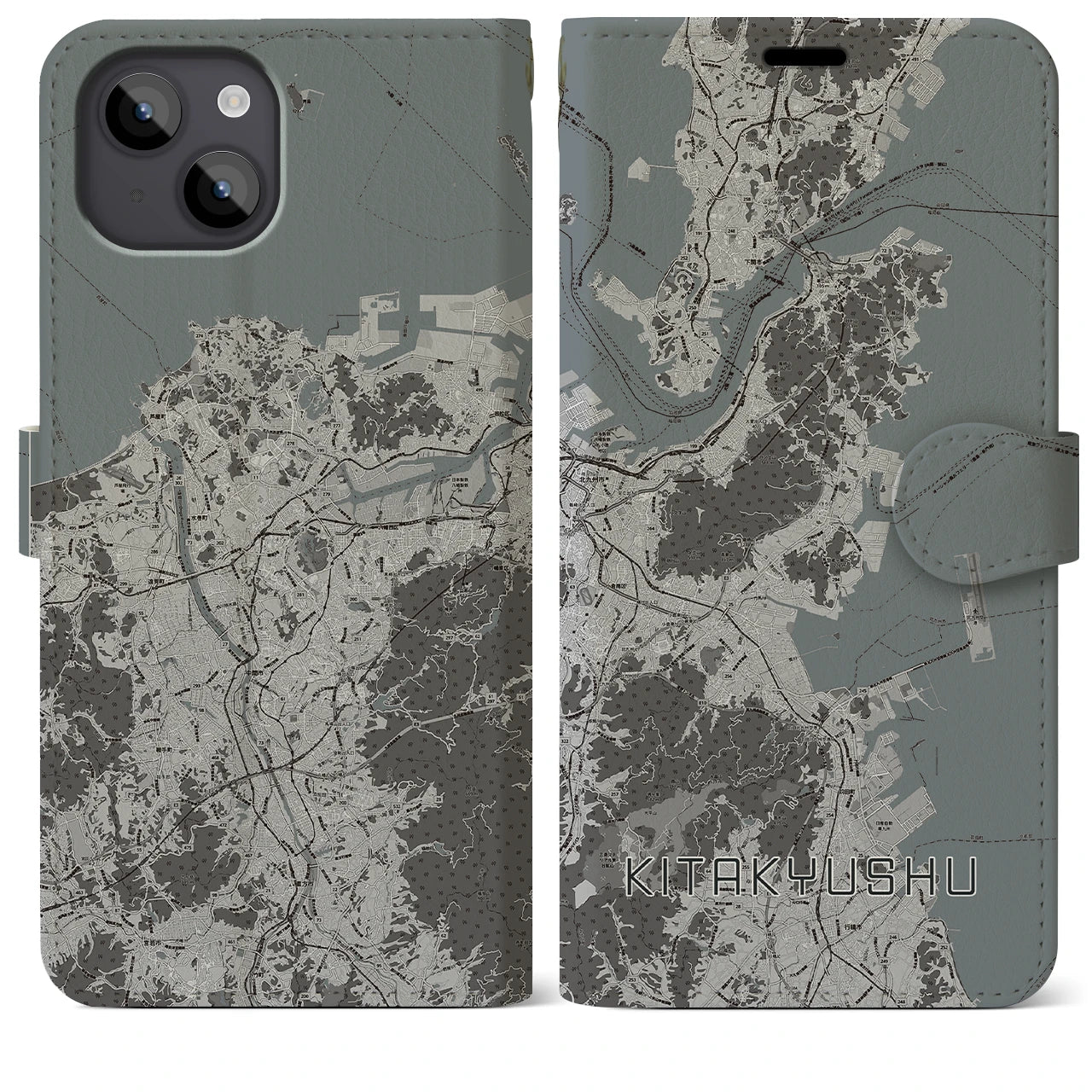 【北九州(福岡県)】地図柄iPhoneケース(手帳タイプ)