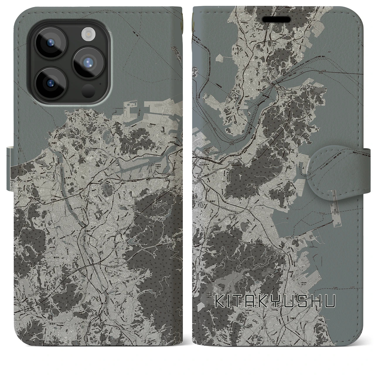 【北九州(福岡県)】地図柄iPhoneケース(手帳タイプ)