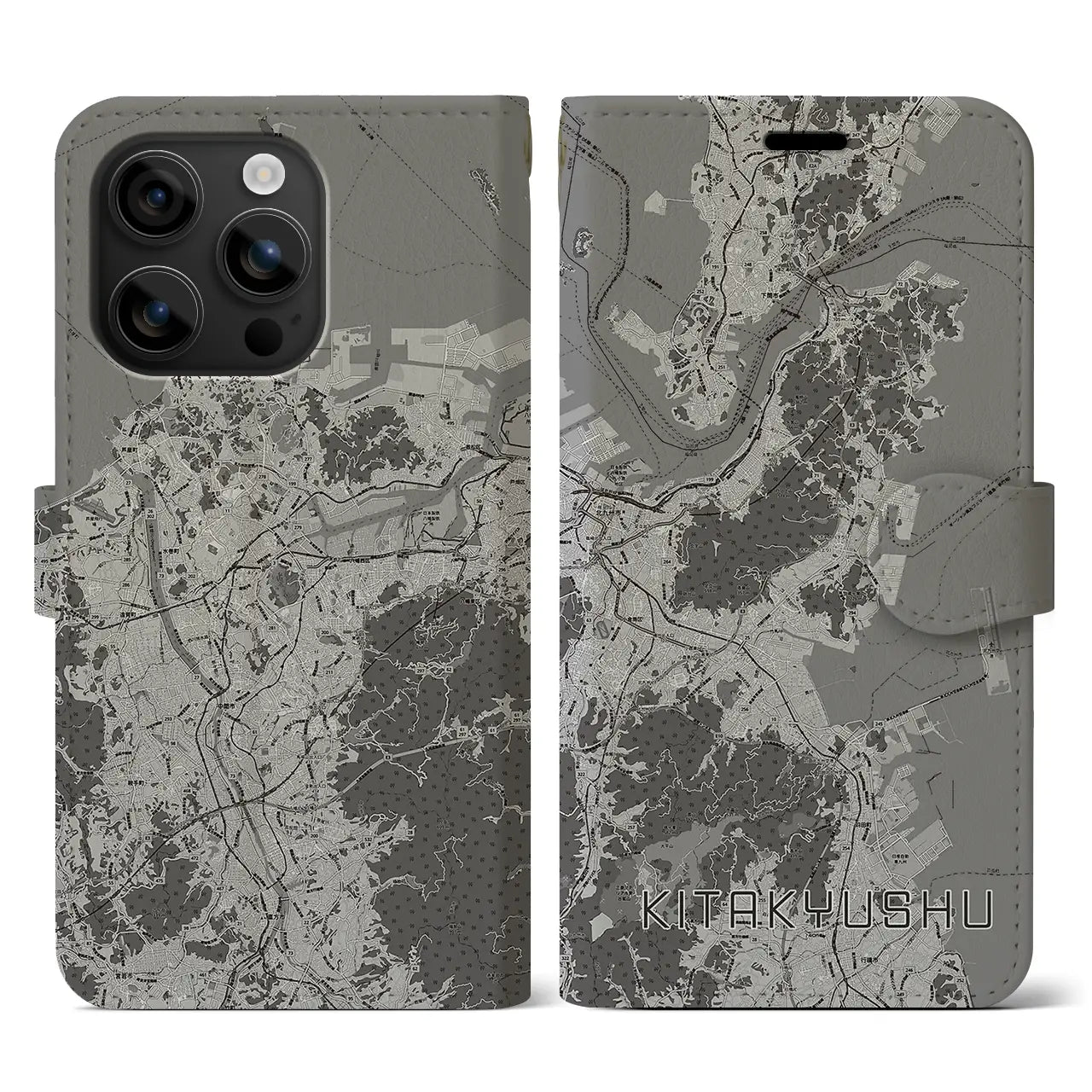 【北九州(福岡県)】地図柄iPhoneケース(手帳タイプ)