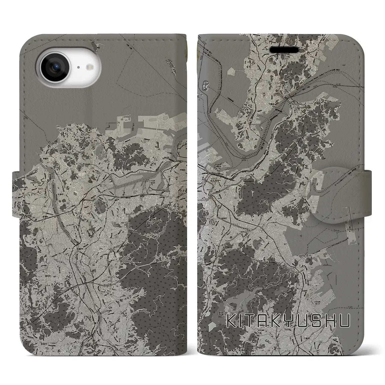 【北九州(福岡県)】地図柄iPhoneケース(手帳タイプ)