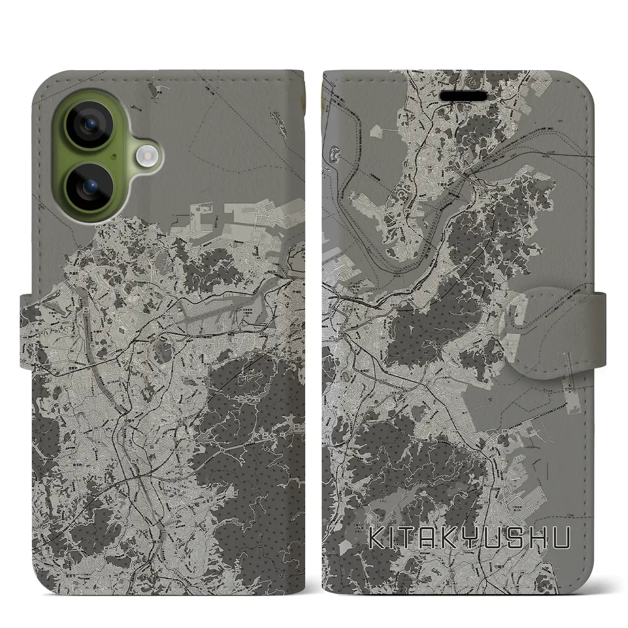 【北九州(福岡県)】地図柄iPhoneケース(手帳タイプ)