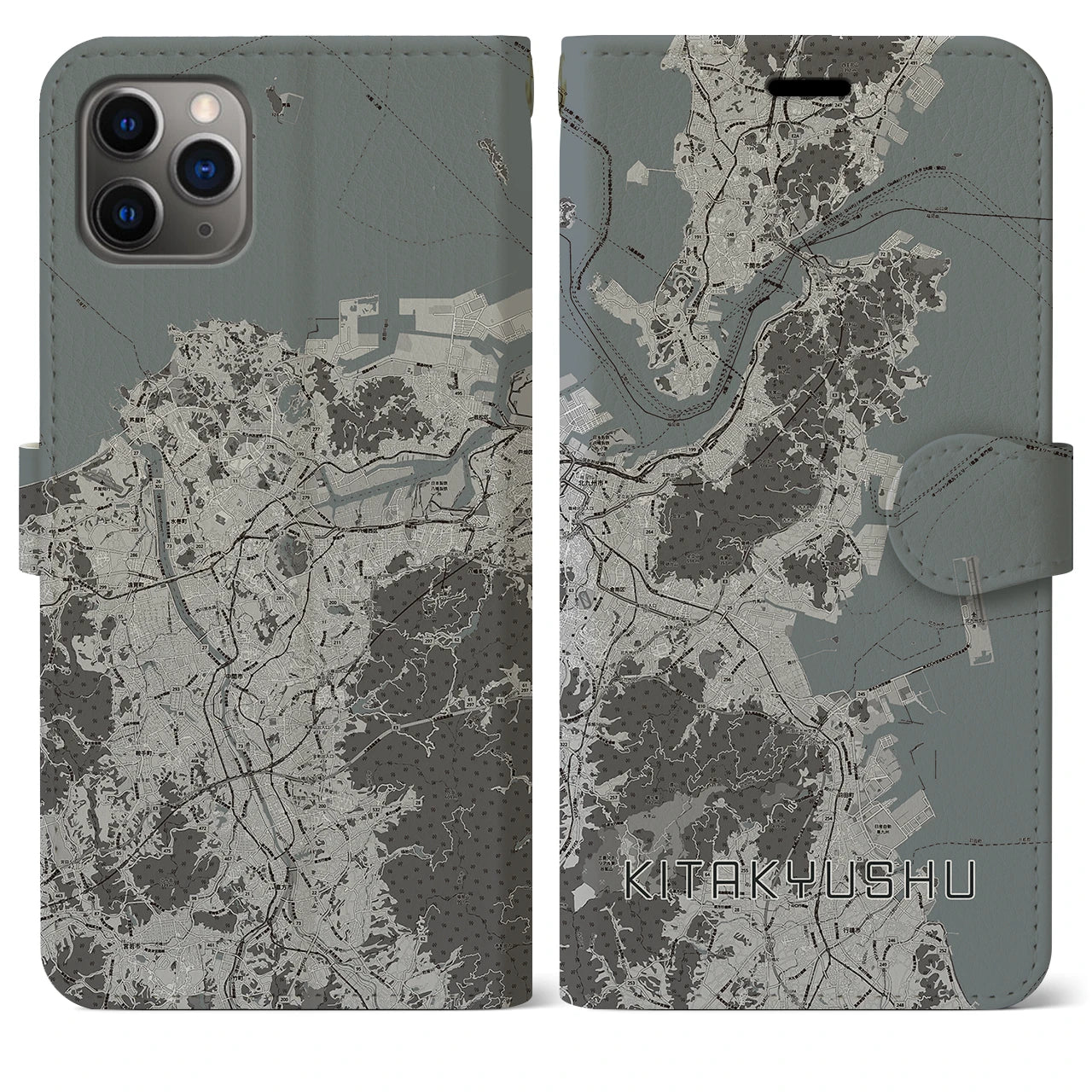 【北九州(福岡県)】地図柄iPhoneケース(手帳タイプ)